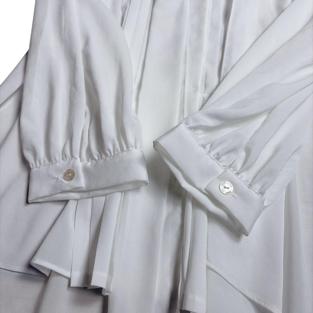 新品6.5万 モラビトプルミエ クリスタル装飾 ボウタイブラウス 白 38