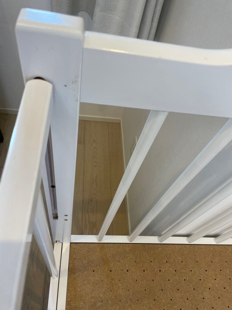 日本製 ベビーベッド ハイタイプ ツースライドベッド 木製　キャスター付き