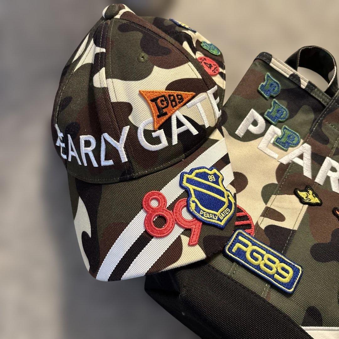 美品　パーリーゲイツ　トートバッグとキャップセット カモフラにワッペン
