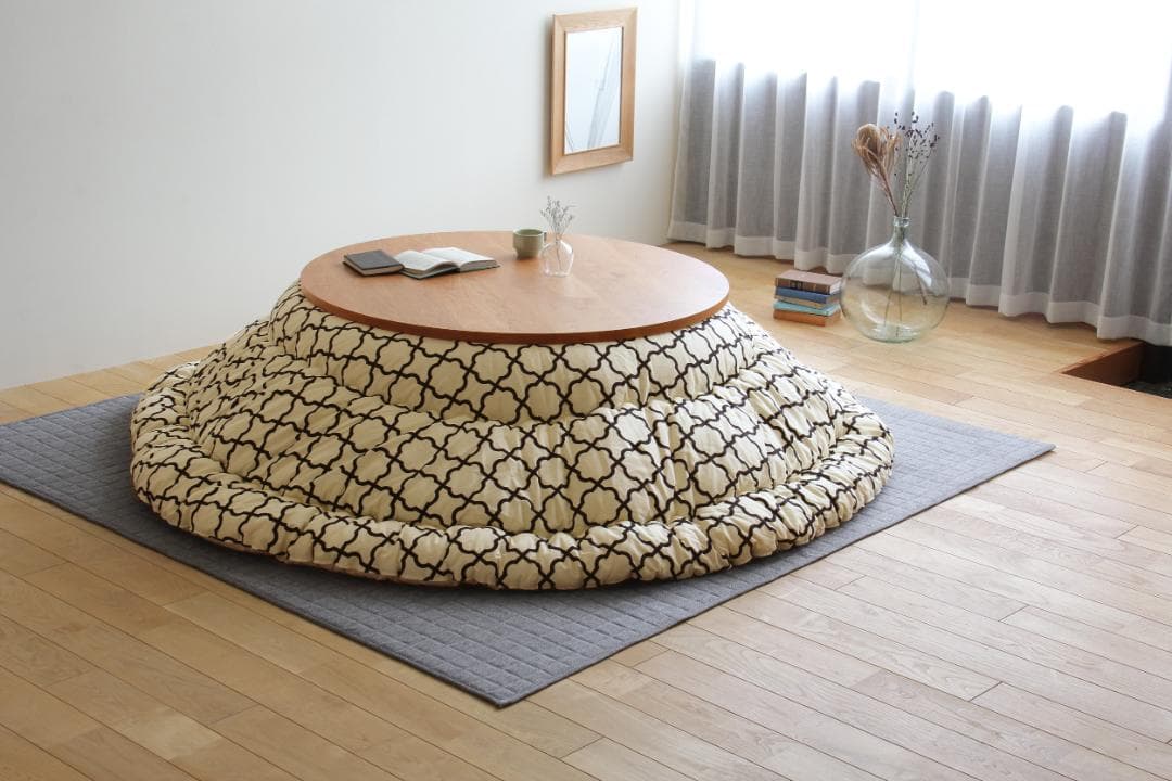 定価22万円 家具の里【国産】 家具調こたつ 円形110cm丸 ブラックチェリー