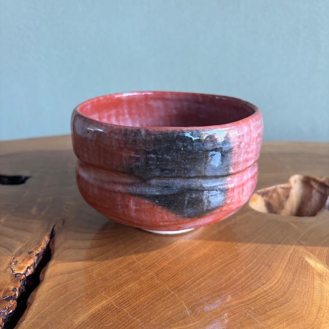 松楽造　赤楽茶碗「和敬」前大徳　福本積應　抹茶碗 楽焼 共箱(127Cc)