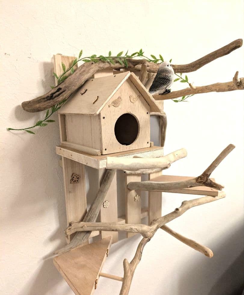 バードアスレチック　流木　壁掛け 止まり木 36バードトイ　バードジム