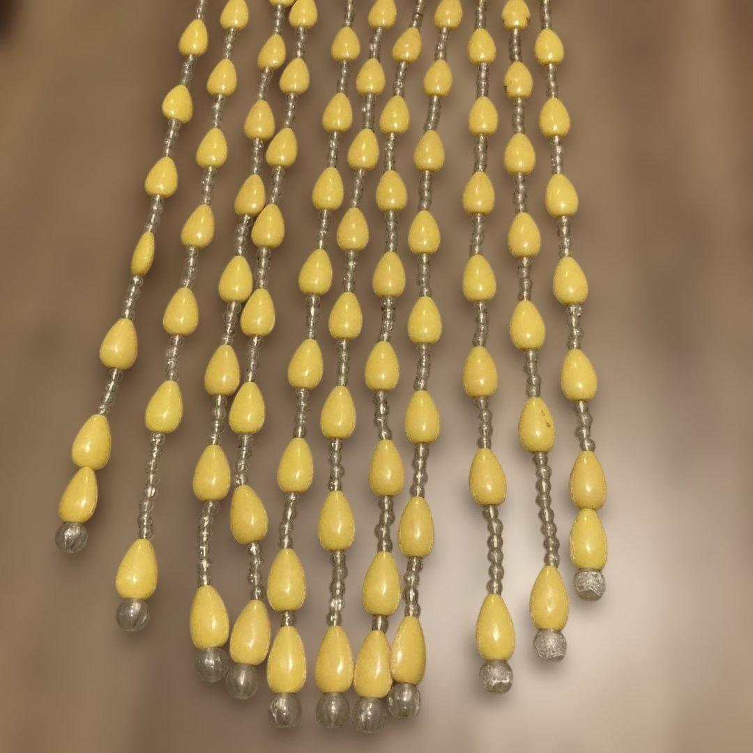 レトロポップ　ビーズカーテン　ビーズのれん　ビーズ暖簾　イエロー/黄色　当時物