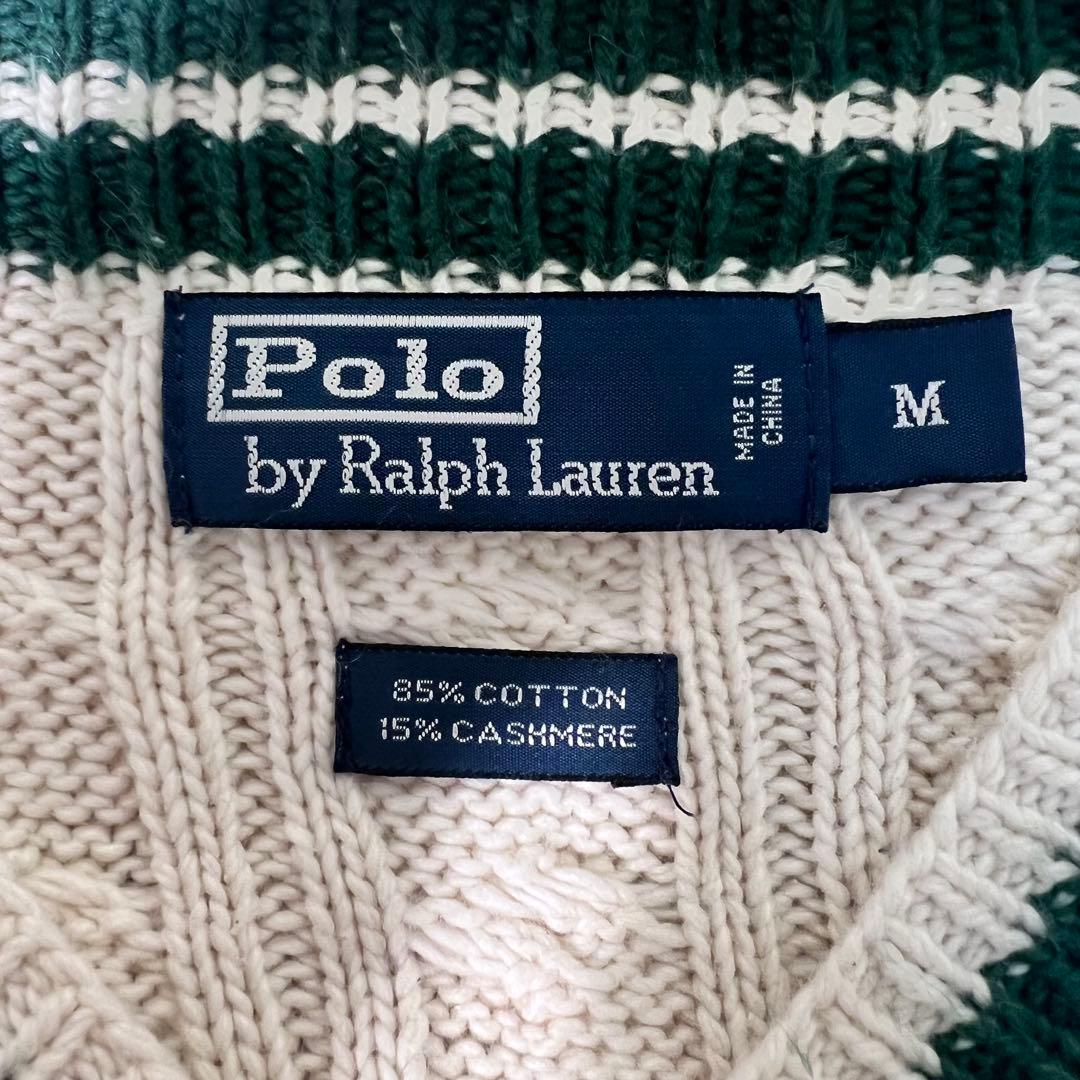 『大人気』　ポロバイラルフローレン　チルデンニット　カシミヤ混合　白　【M】