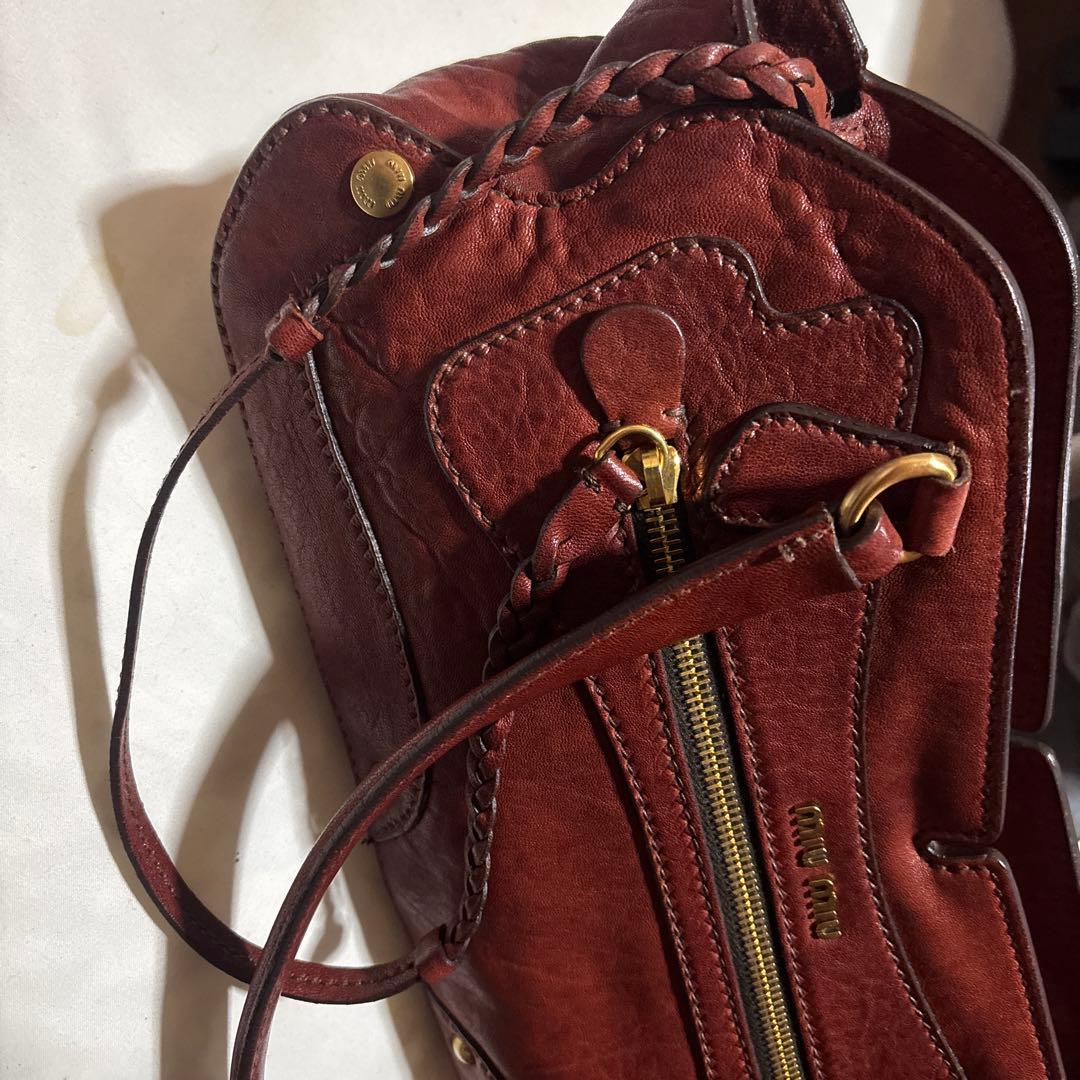 miumiu ナッパバタフライレザー ショルダーバッグ