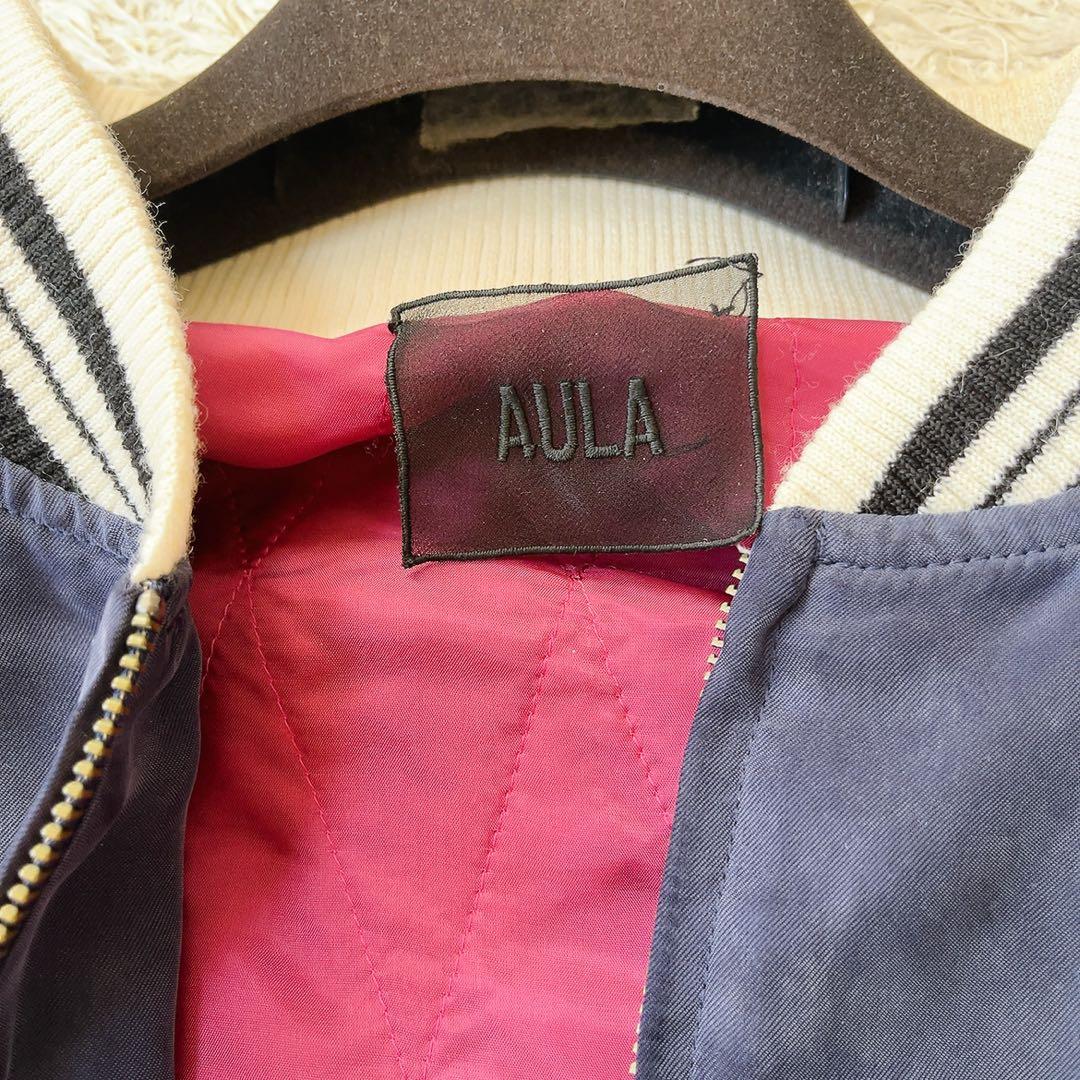 アウラ　AULA スカジャン　ビッグ刺繍　　大鹿　月　星　ネイビー　アウター