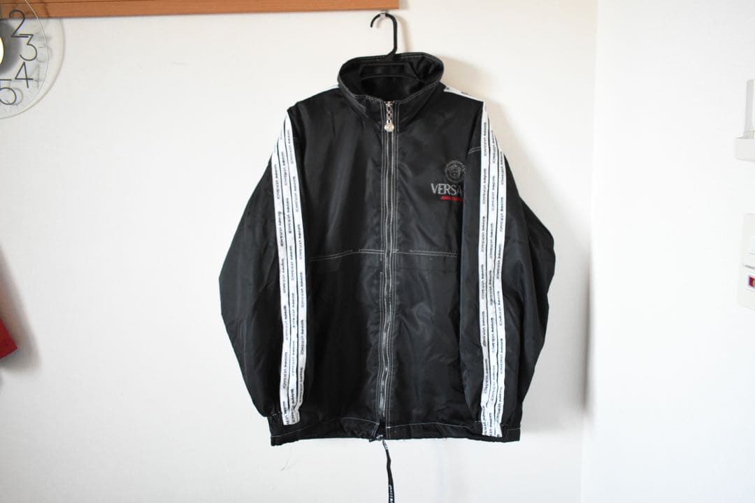 OLD VERSACE jeans 刺繍 ナイロンジャケット ブラック