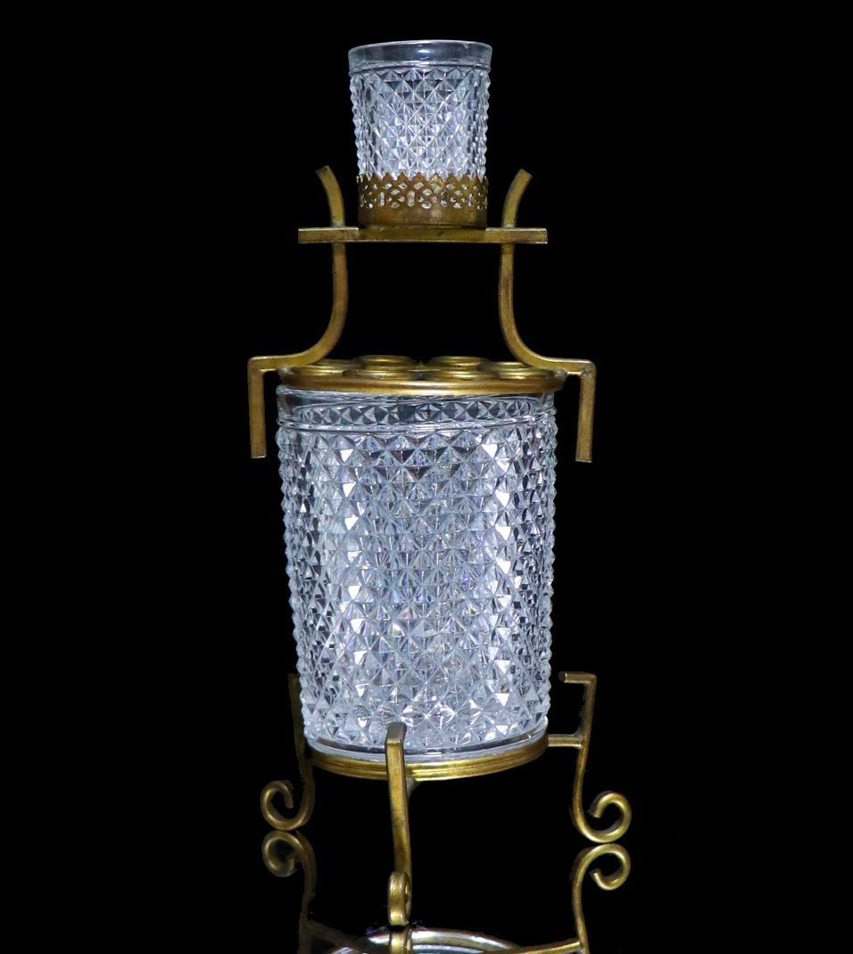 オールド・バカラ ディアマン・ビゾー ブロンズ装飾台座 グラス ２客セット