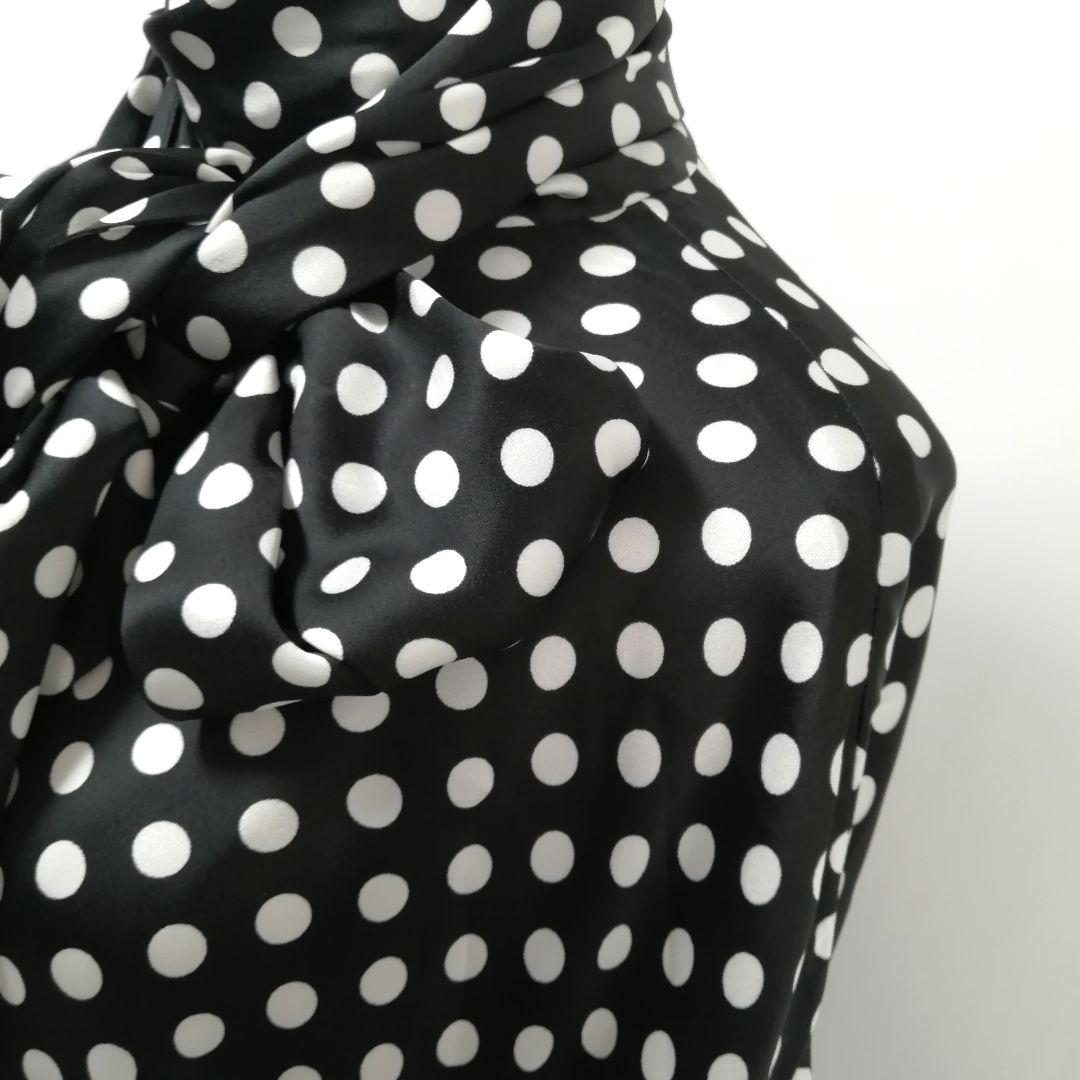 極美品✨ サンローラン　近年モデル　ドット ブラウス　ボウタイ　リボン　ゆったり