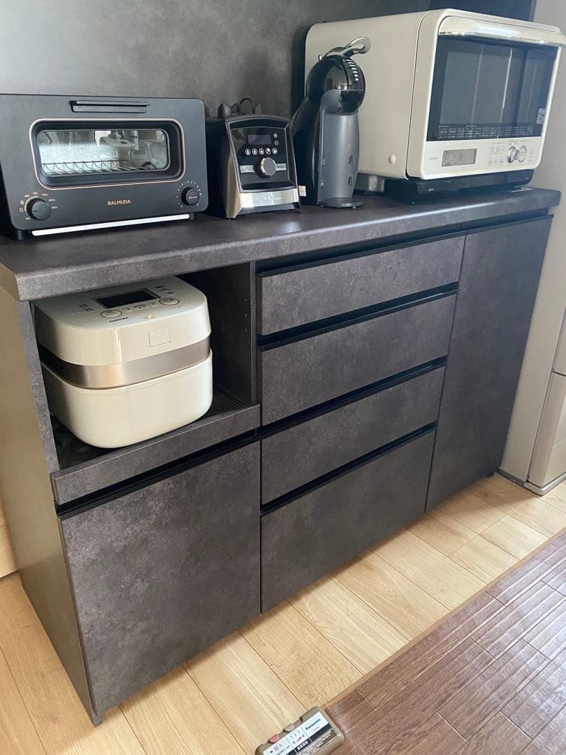 パモウナ　カップボード　幅140 ECA セラミカネロ　ハイカウンター