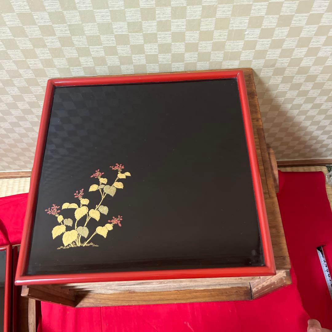 逸品！　レア！　東京美術倶楽部本郷家所蔵　蒔絵本塗お盆五客　時代保管箱