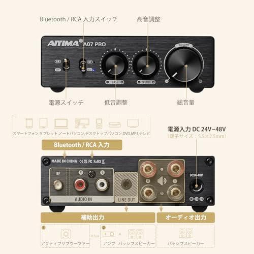 AAIYIMA A07 PRO デスクトップアンプ TPA3255+QCC304