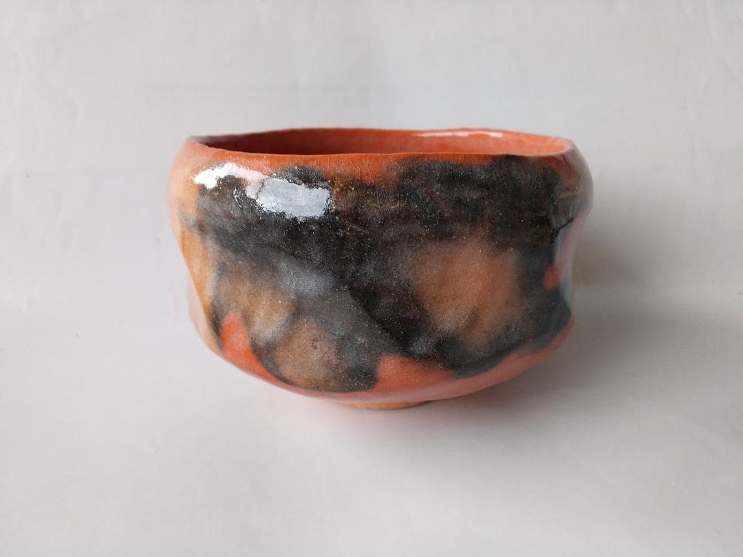 楽焼 三代 佐々木松楽 作 赤茶碗 赤楽茶碗 共箱 共布 栞 茶道具 茶碗 新品