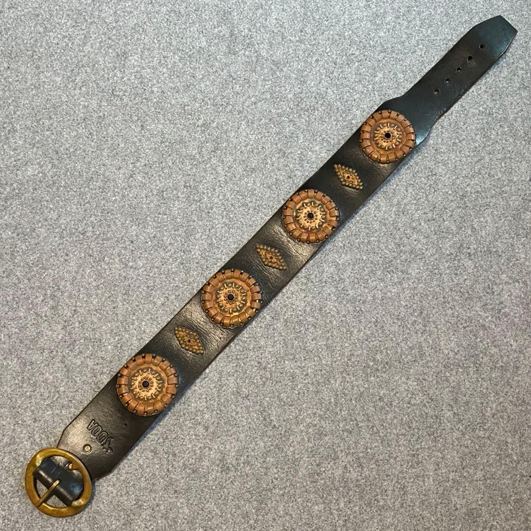 D.O.A DOA HTC ヴィンテージ スタッズ ワイド レザー ベルト 36