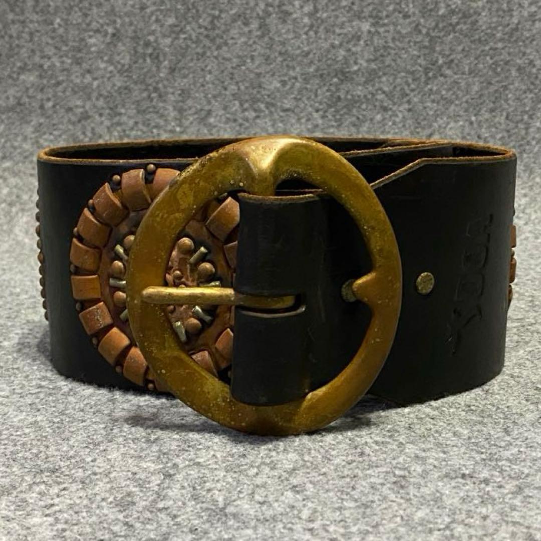 D.O.A DOA HTC ヴィンテージ スタッズ ワイド レザー ベルト 36