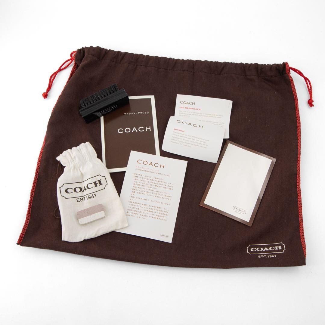 A103【COACH／コーチ】アクセサリーポーチ　ハンドバッグ　スエード　ピンク