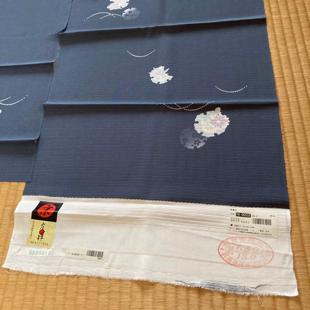 Woody京友禅振興協議会、正絹100% 絽　雪模様の中に可憐な花