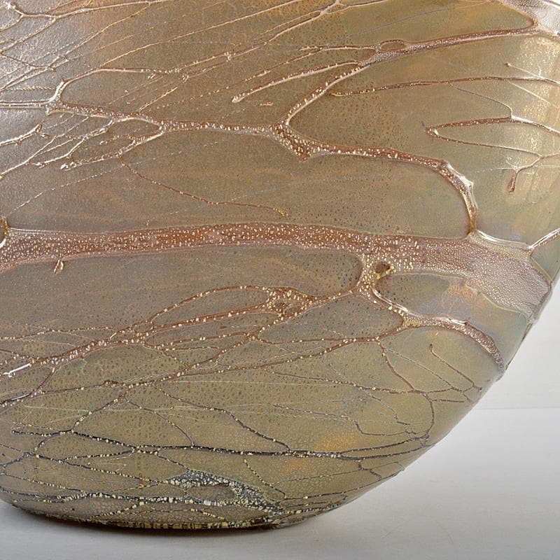 マロン富山ガラス作家安田泰三作　花器　「さざなみ」　共箱　M　R5860B