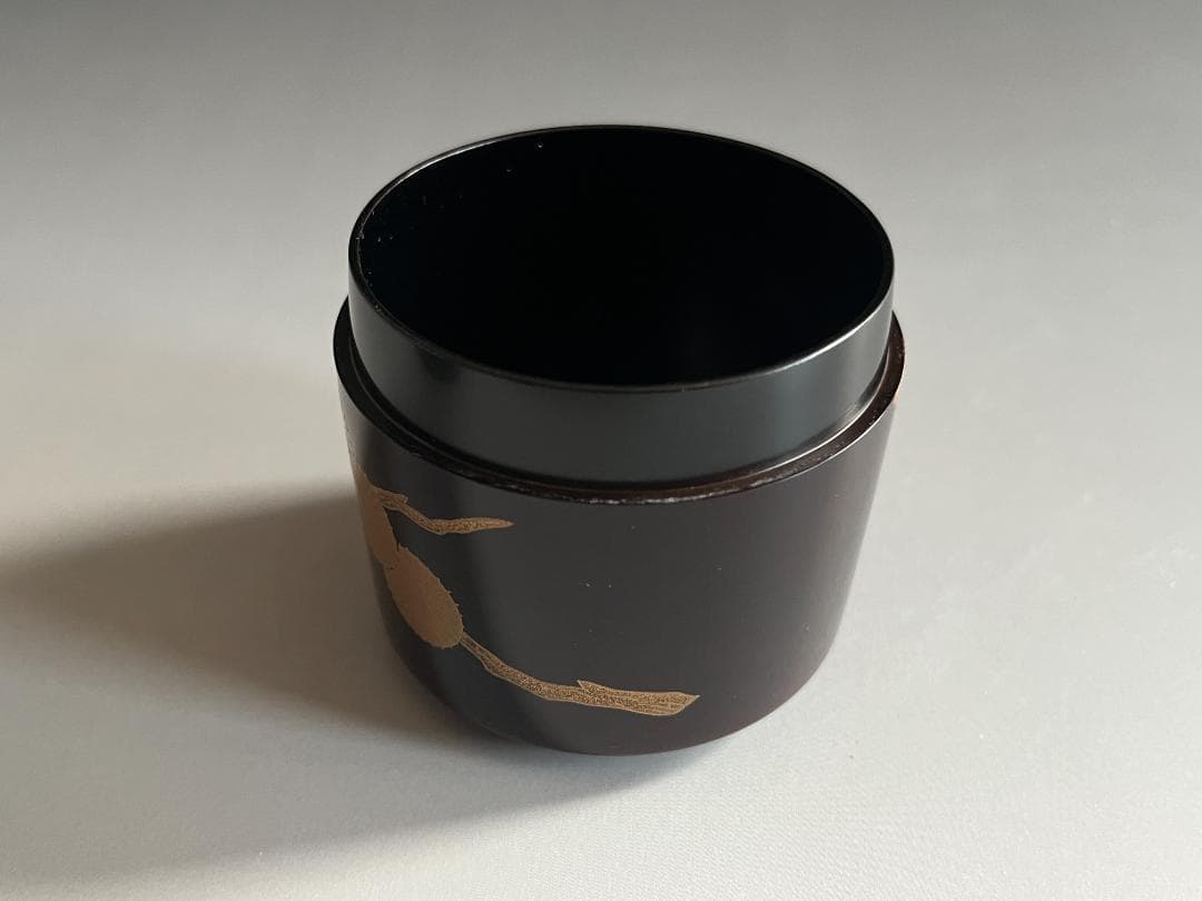 坂下雄峰　唐松蒔絵　雪吹　薄茶器　茶道具