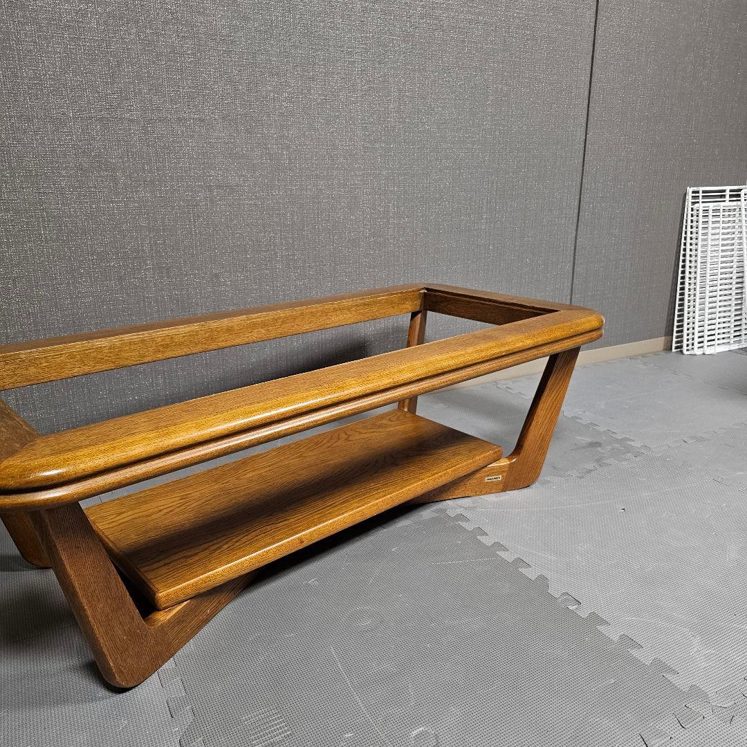 浜本工芸 アンティーク 天然木 ガラスセンターテーブル