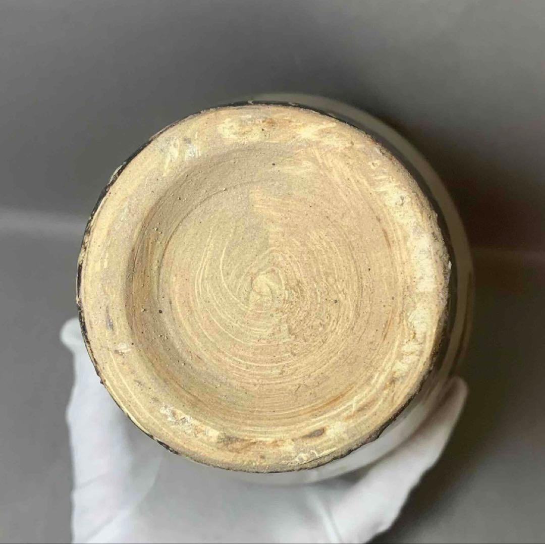 中国 磁州窯写白地黒龍梅瓶　f2250411