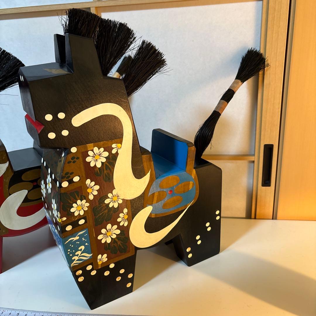 特大 大きい 八幡馬　高さ 33センチ 2個セット 赤 黒 希少 立派 高価