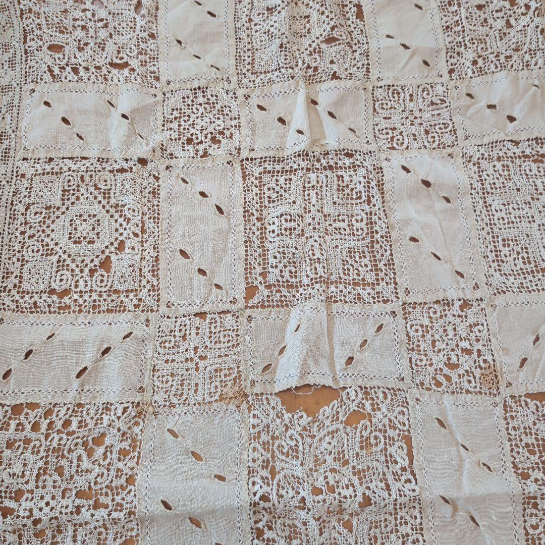 フランスアンティークテーブルクロス　フランスアンティークレース　フランスカーテン