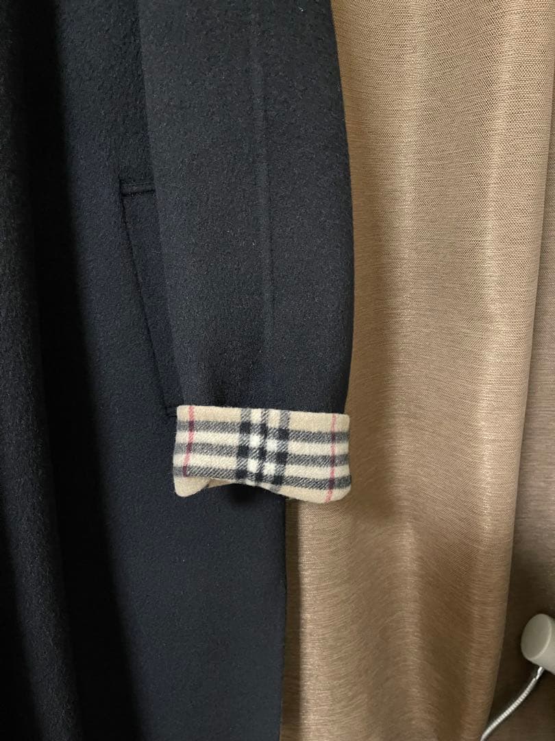【極美品】BURBERRY LONDONカシミア混ウールロングコートフード付き