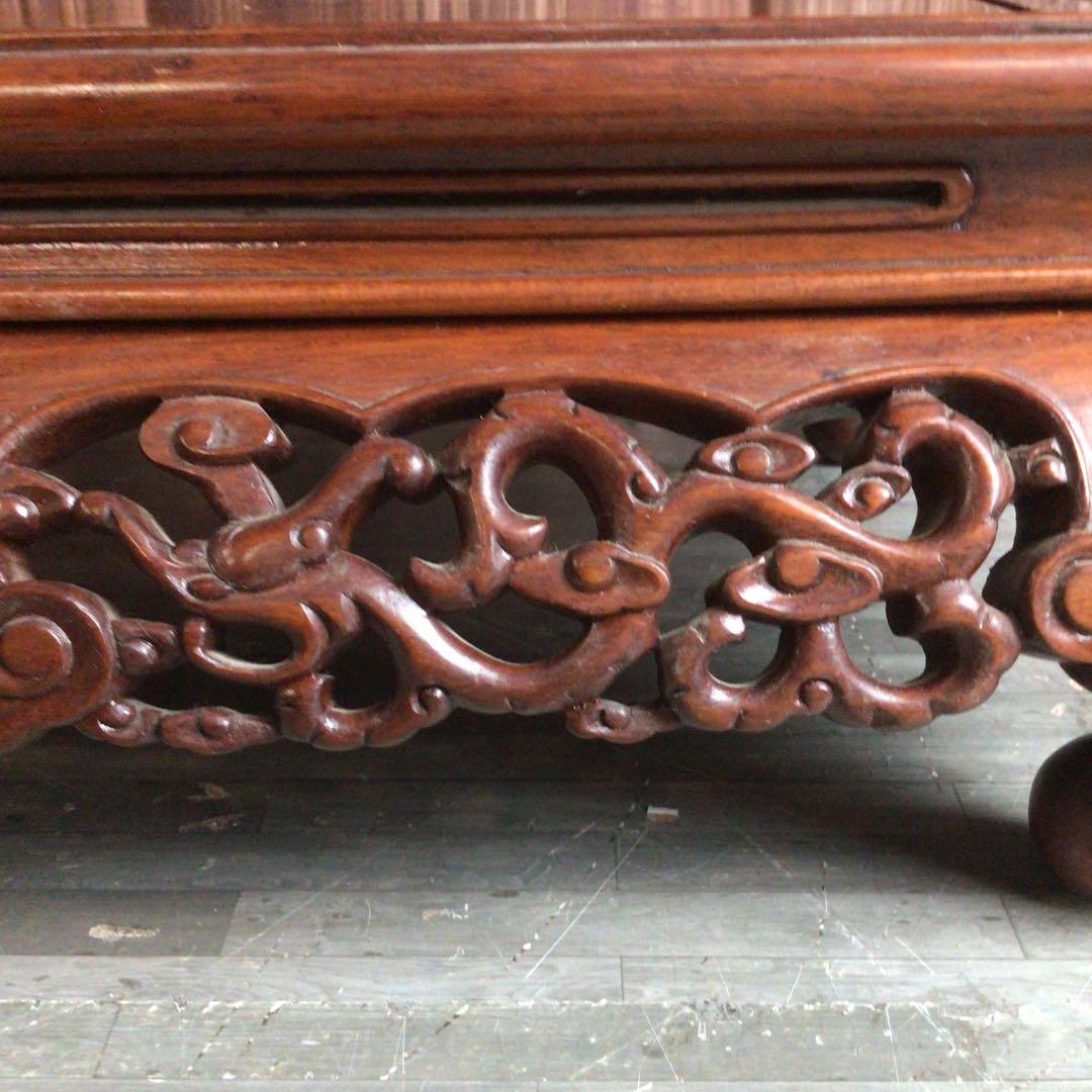 唐木 透かし彫り 花台 盆栽台 香炉台 アンティーク