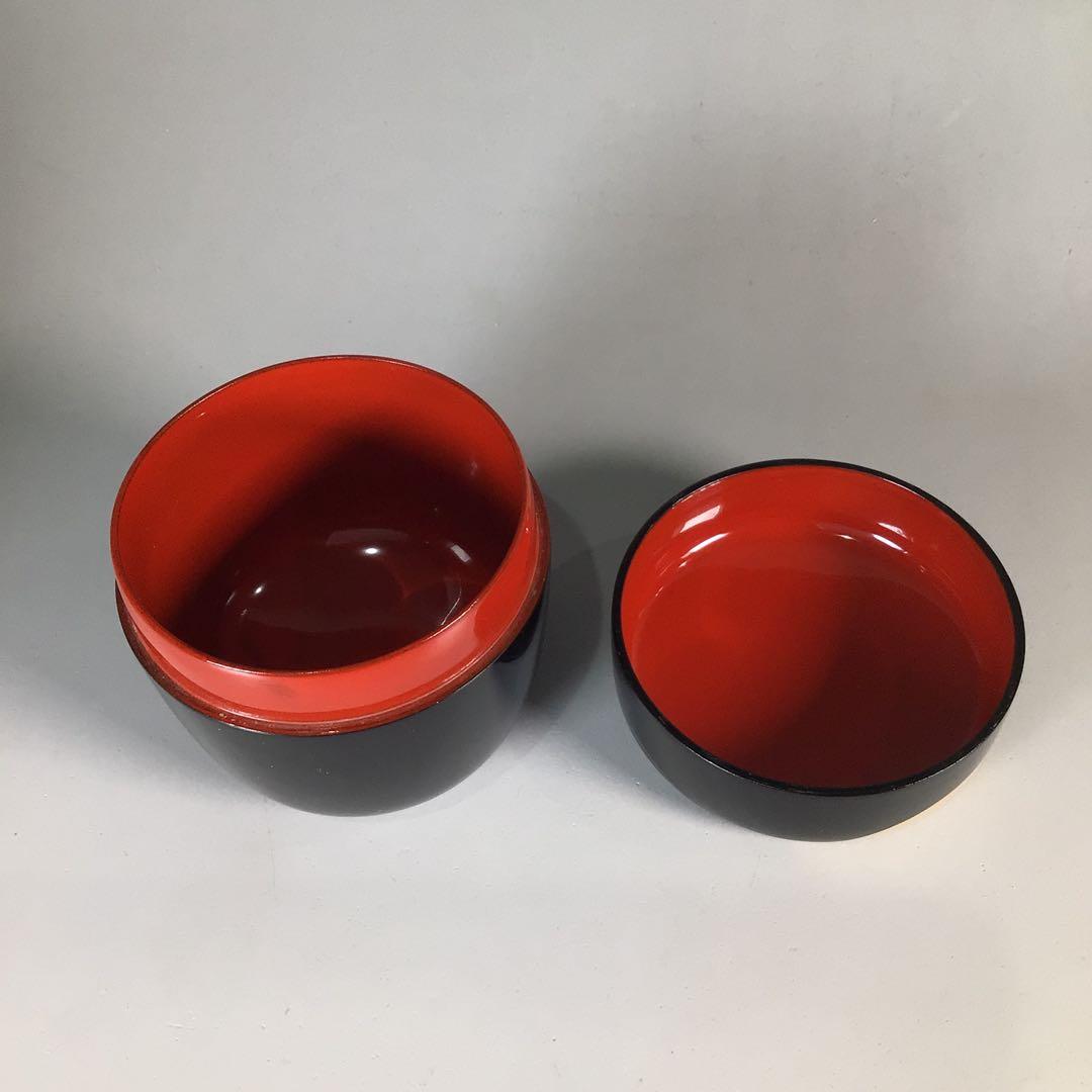 Ｎ９９８　棗　『中出松峰作』『黒漆内朱』『貝合立雛蒔絵』『中棗』　共箱　茶道具