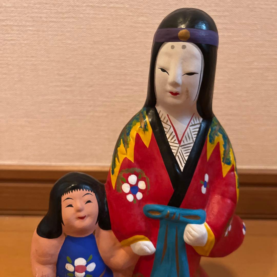 中山土人形の「山姥金時と鉞兎・一対」　伝統工芸品　郷土玩具