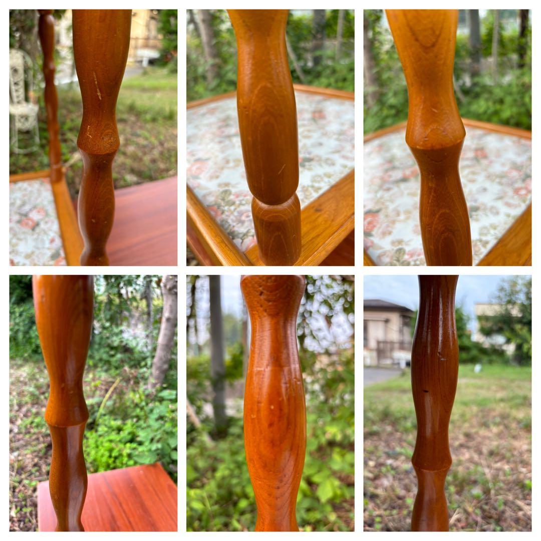 60〜70s 木製 2段式キッチンワゴン トローリーワゴン　花柄 昭和レトロ