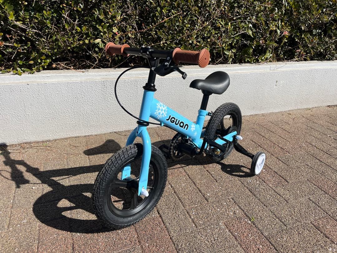 【美品】JGUON バランスバイク 青 補助輪付き