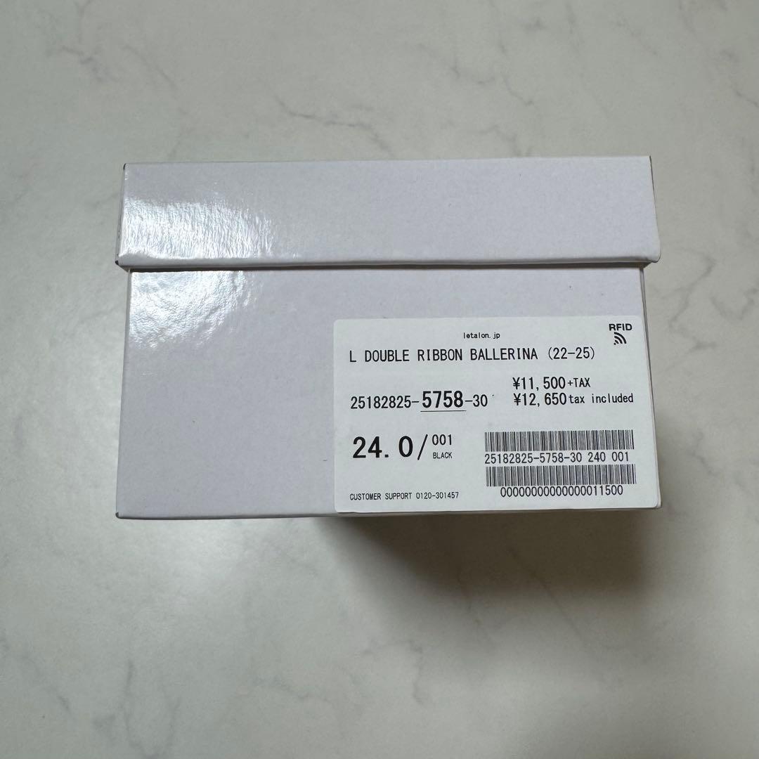 新品未使用 LE TALON Lダブルリボンバレリーナ ブラック 24.0