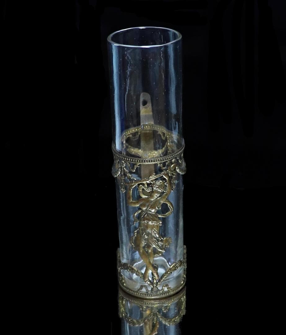 オールド・バカラ 超稀少 1880年 ブロンズ装飾 女神図 花瓶 アンティーク