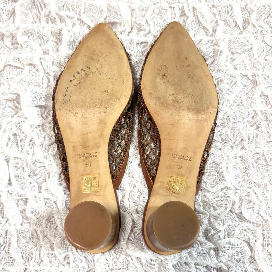 PELLICO SUNNY メッシュ　ポインテッドミュール　サンダル　ブラウン