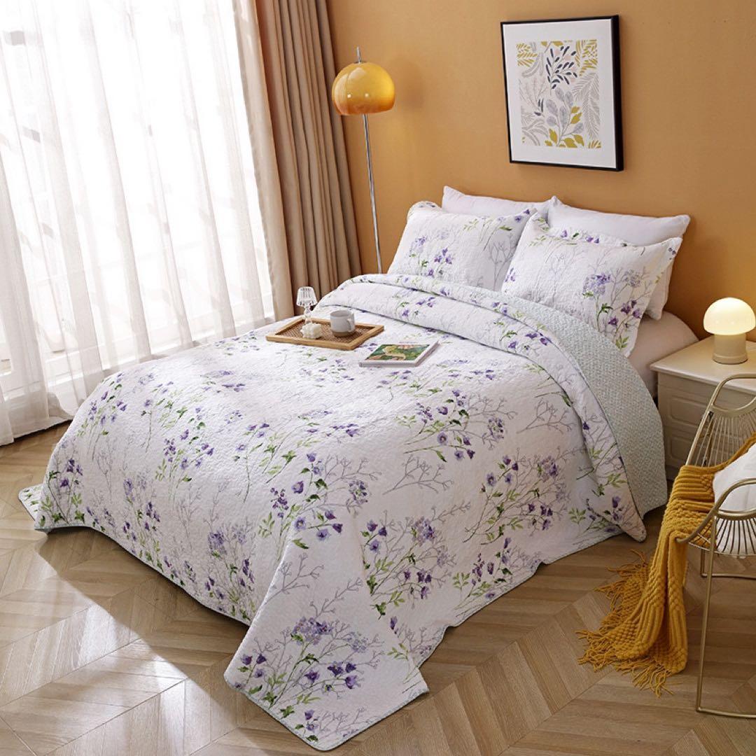 キルトベッドカバー3点セット綿マルチカバー キルティング 818