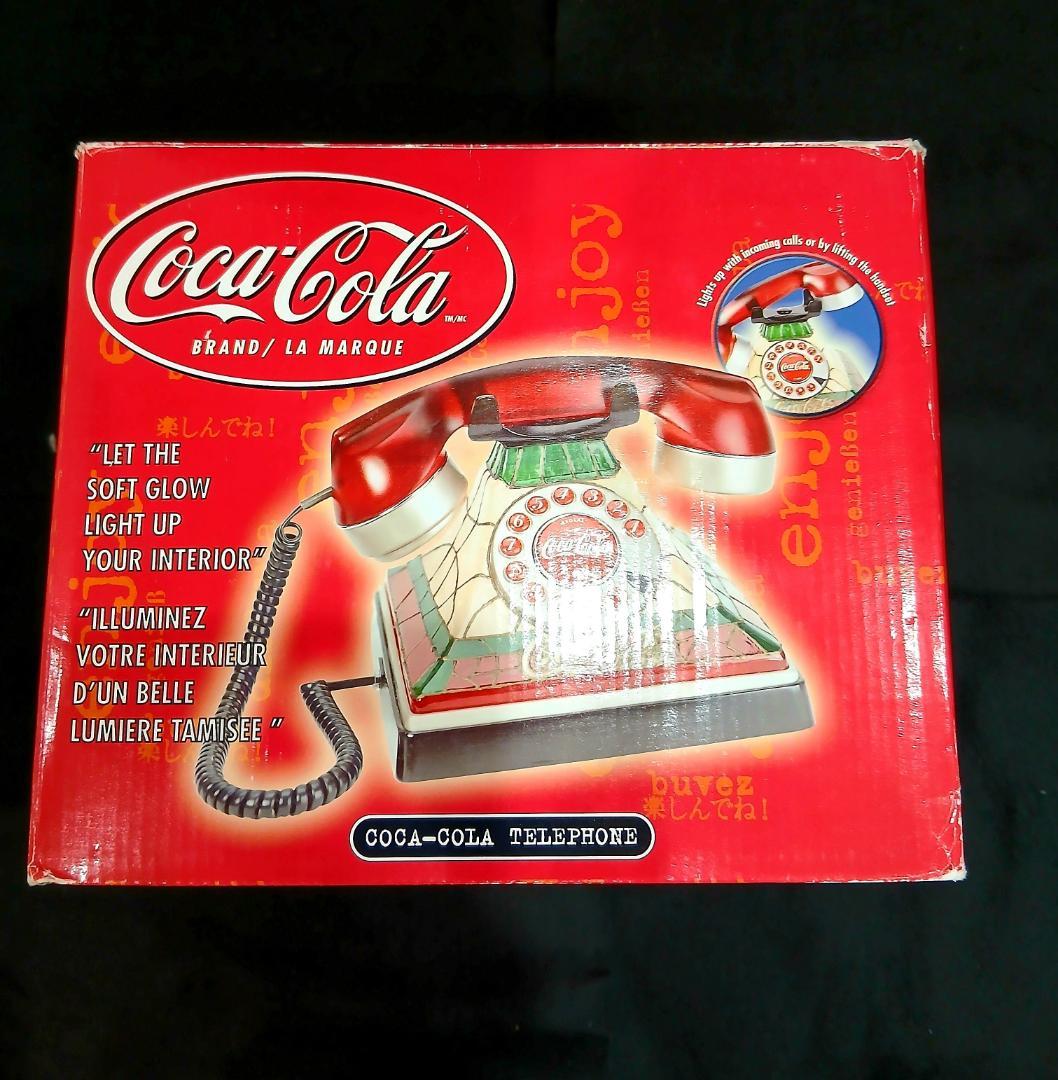 箱・取説ありコカコーラ ステンドグラス調 ビンテージ Coca-Cola 電話機