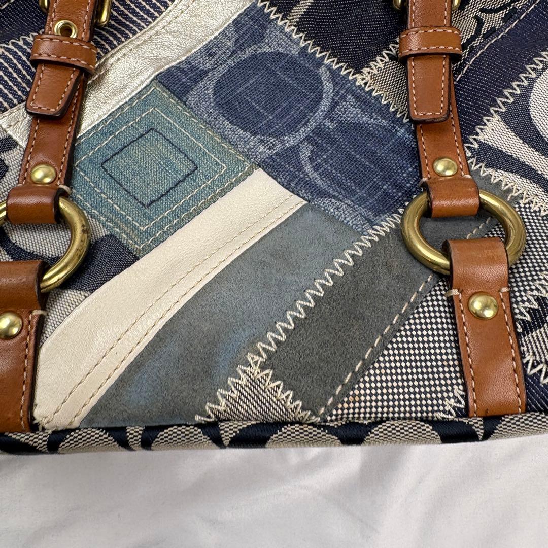 バッグ COACH denim patchwork tote bag