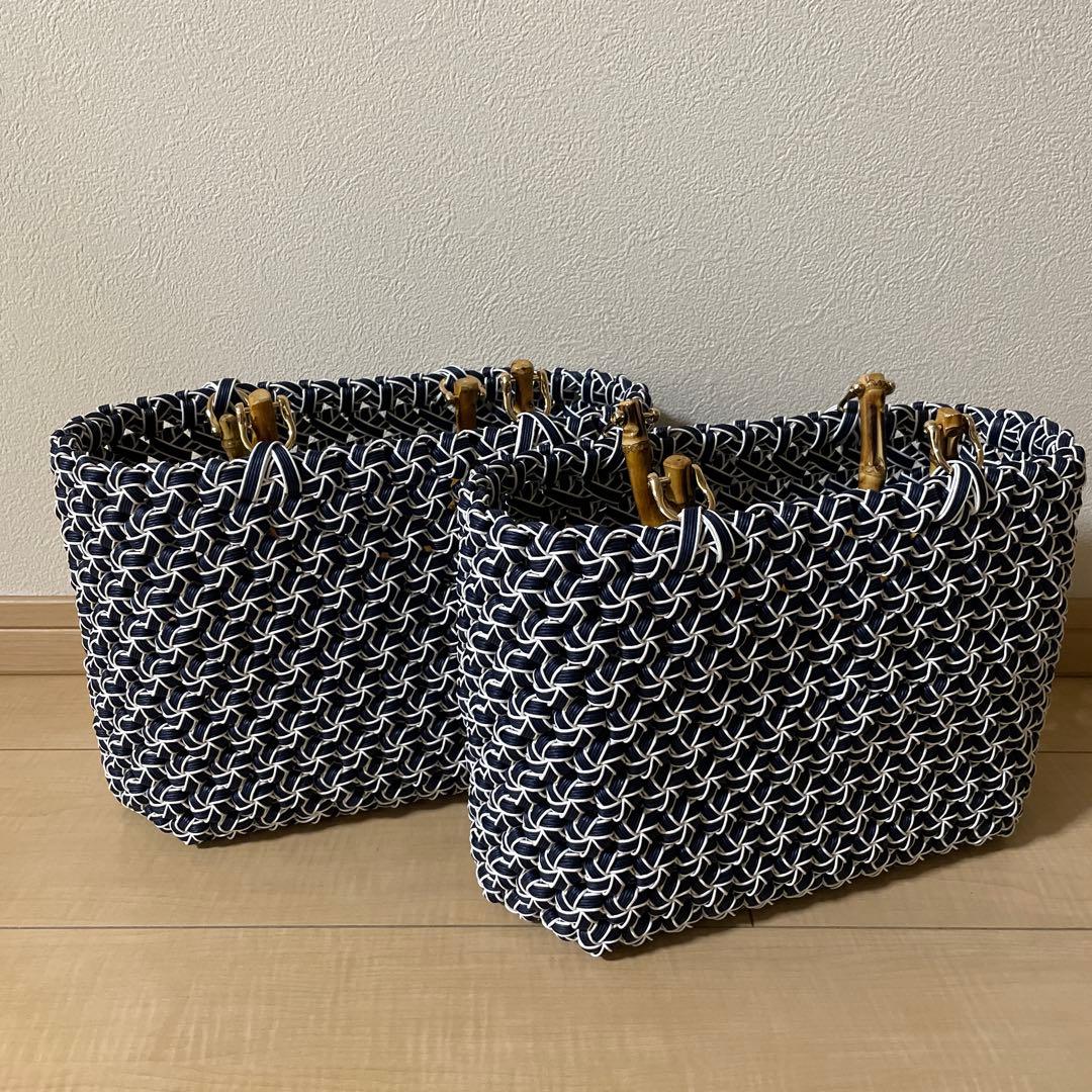 とわ　　花結び編みかごバッグ　3個セット