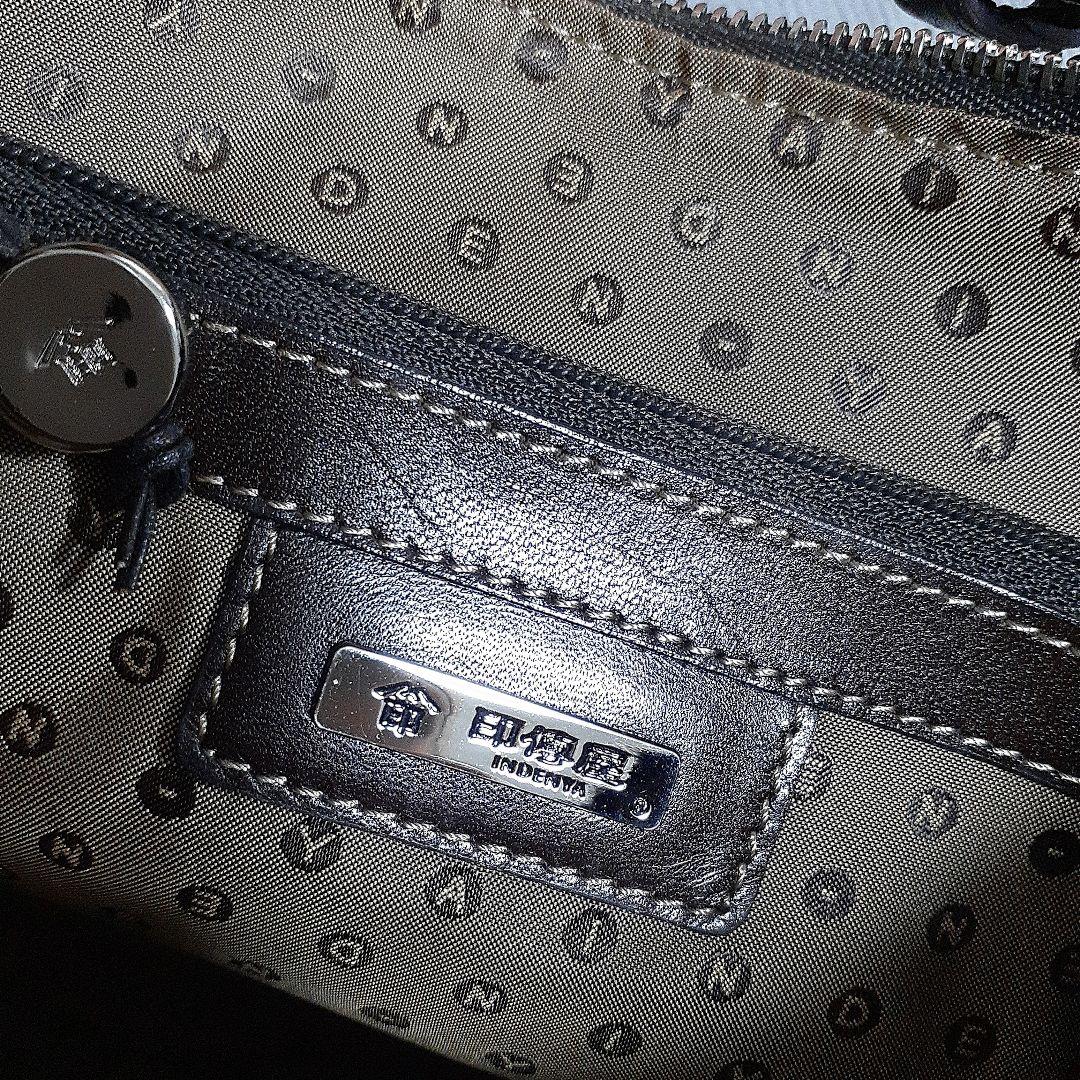 美品 印傳屋 ショルダーバッグ ワンショルダー レザー 花柄 ブラウン