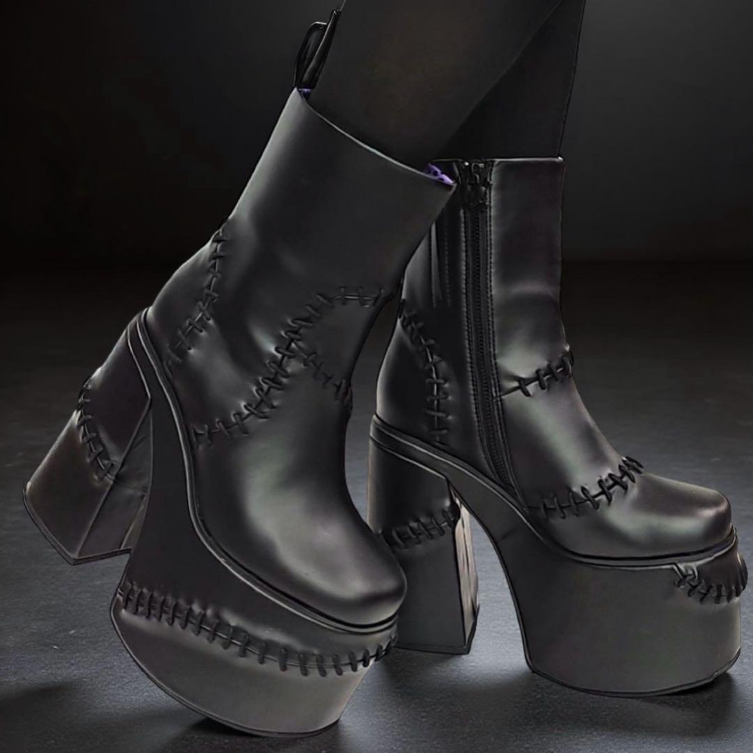 Charla Tedrick チャンキーヒールブーツ 14cmソール 厚底ブーツ