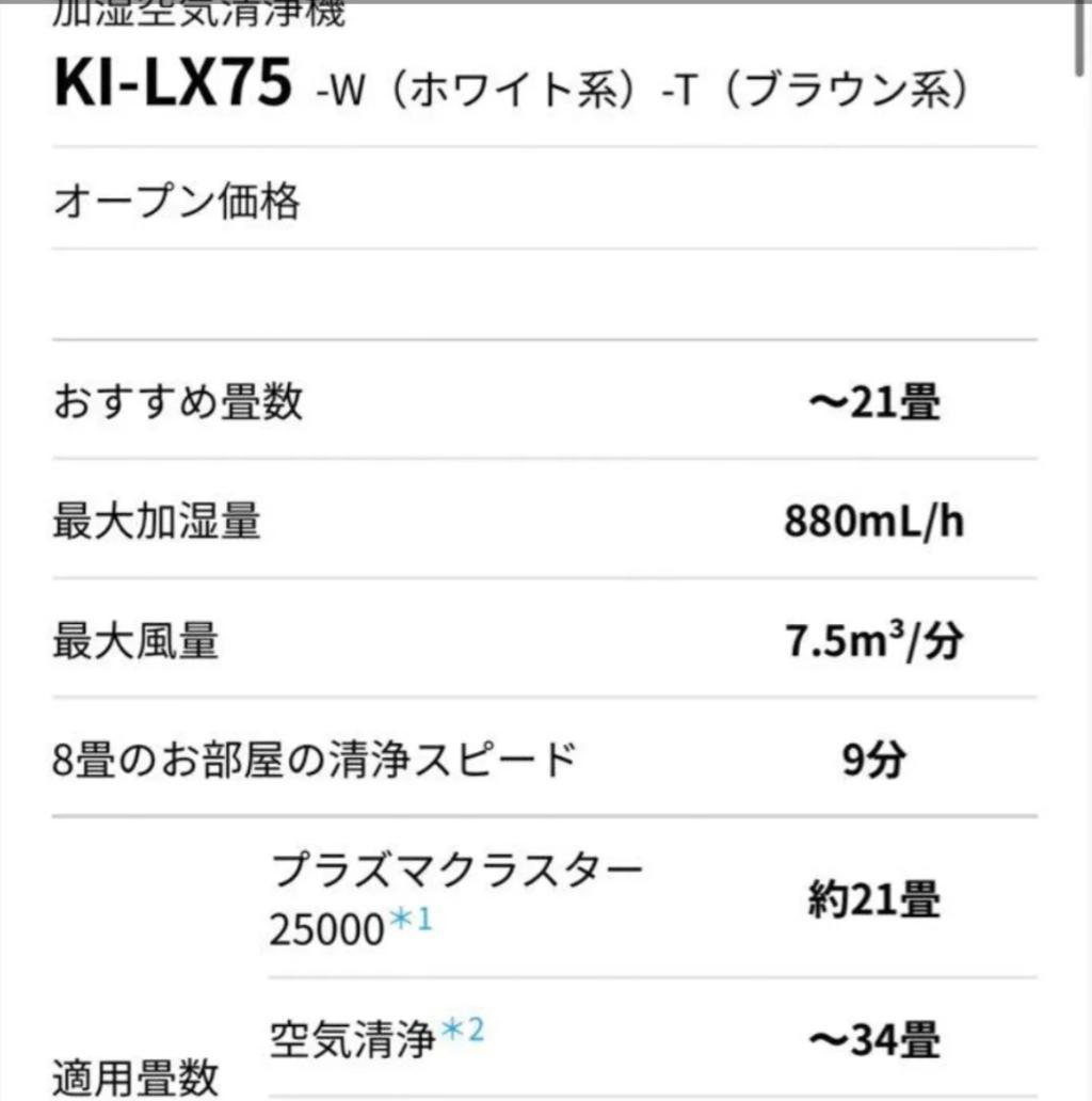 新品未開封 KI-L75YX-T 加湿空気清浄機 SHARP ブラウン