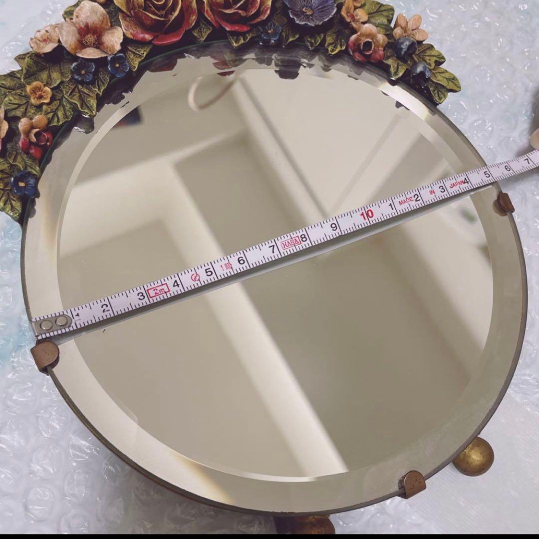 バーボラミラー お花 イギリス アンティーク レア品