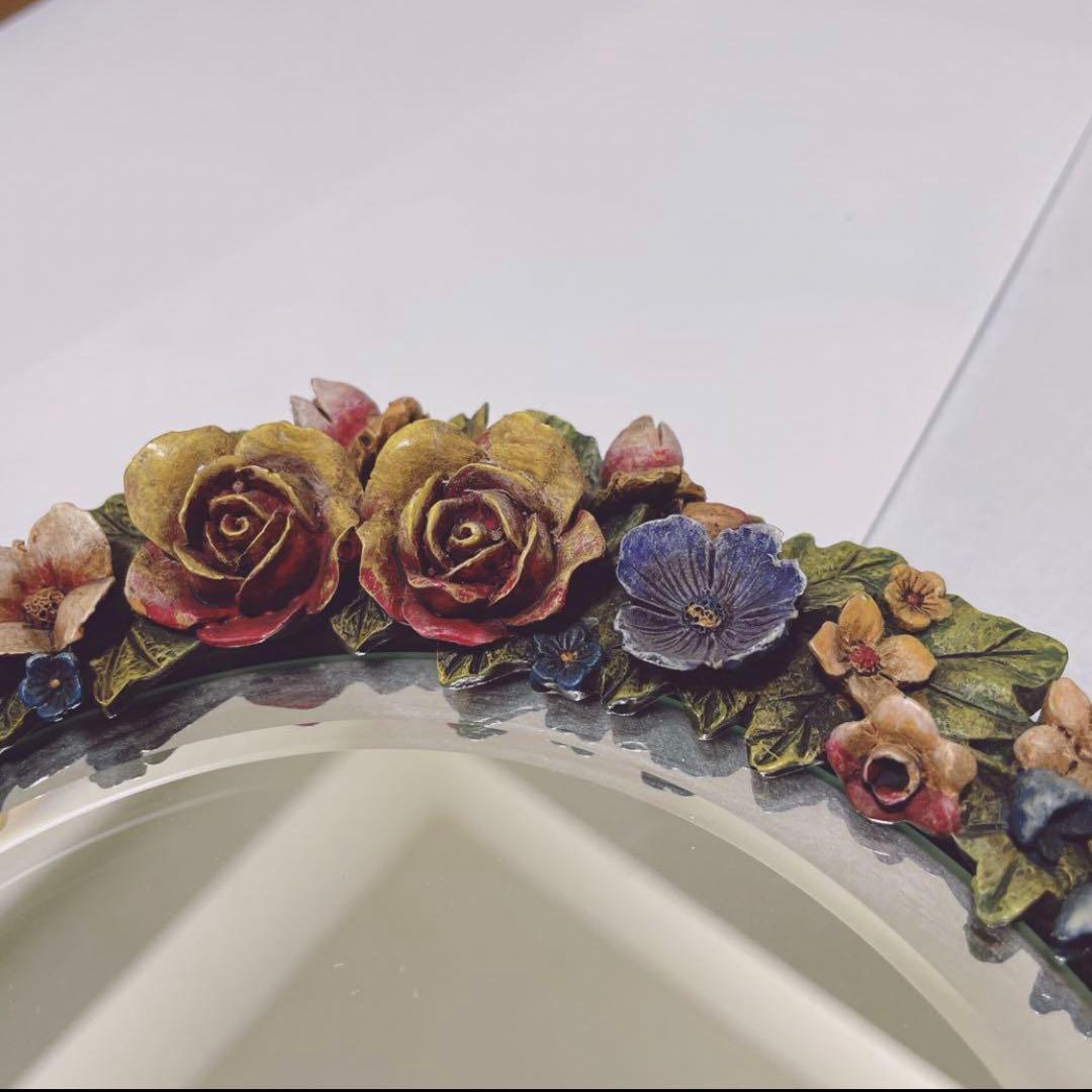バーボラミラー お花 イギリス アンティーク レア品