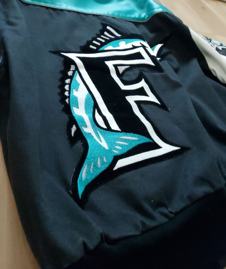 【JHdesign 】MLB マーリンズ スタジャン 袖レザー Lサイズ