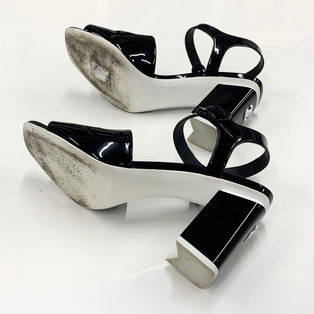 シャネル パテント ココマーク サンダル ブラック