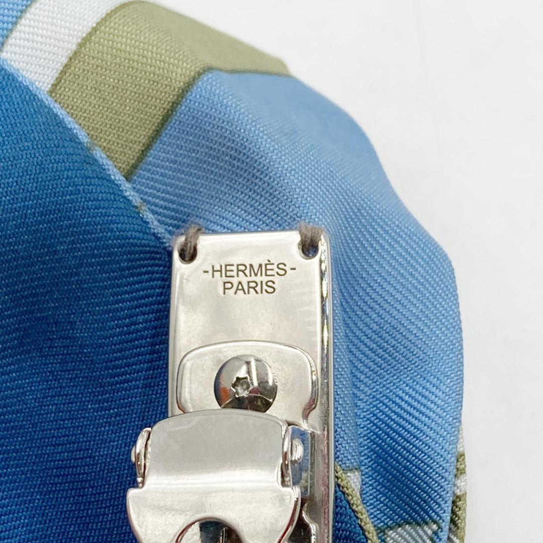 美品 HERMES エルメス リボン バレッタ シルク グルネル エクスリブス