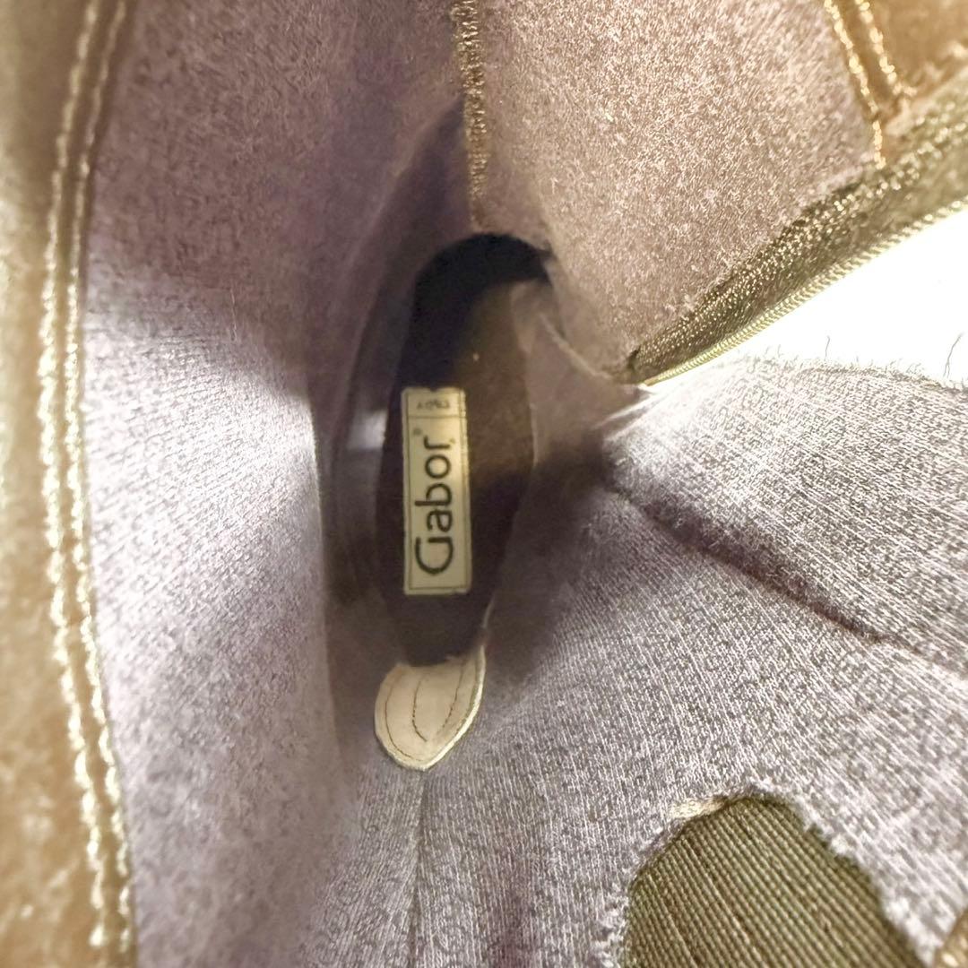 【美品】Gabor　ガボール　ロングブーツ 本革サイドジップ　スクエアトゥ　茶