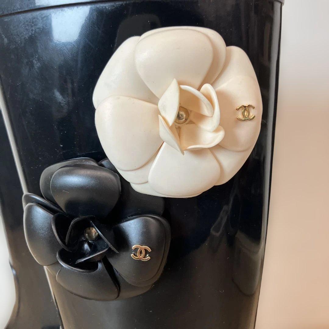 CHANEL シャネル カメリア レインブーツ 長靴 36